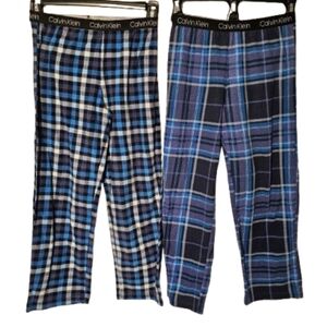 Calvin Klein Blue and Black Plaid Flannel Pajama Pants Boys Size 7/8 Medium